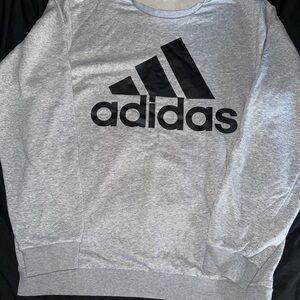 Adidas Men's Crewneck Sweater in Gray and Black